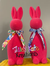 Load image into Gallery viewer, Flocked Bunny with preppy ribbons- 16" and Minis- 8"