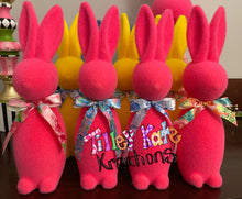 Load image into Gallery viewer, Flocked Bunny with preppy ribbons- 16" and Minis- 8"
