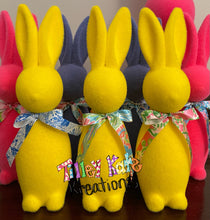 Load image into Gallery viewer, Flocked Bunny with preppy ribbons- 16" and Minis- 8"